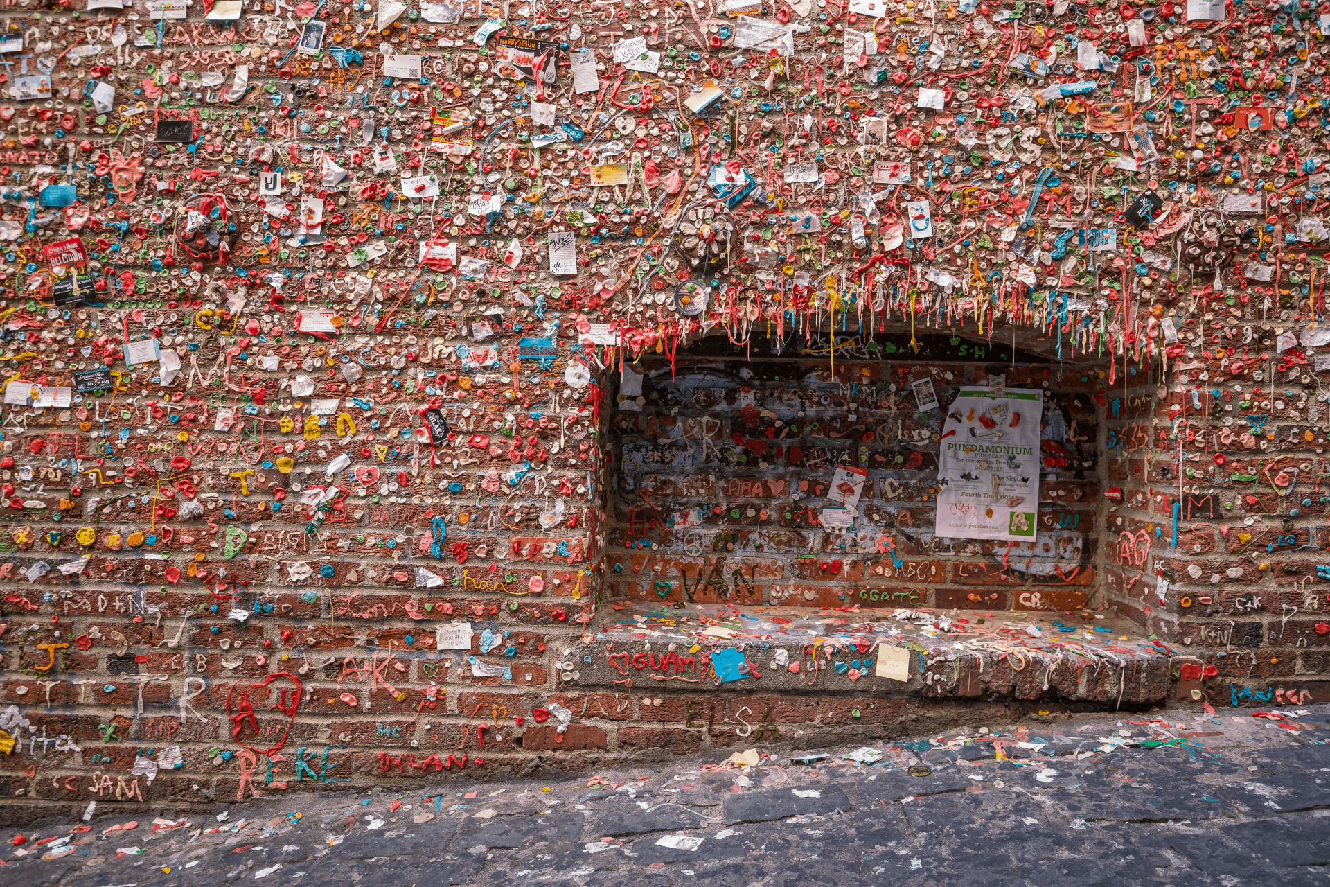 chewing gum on wall